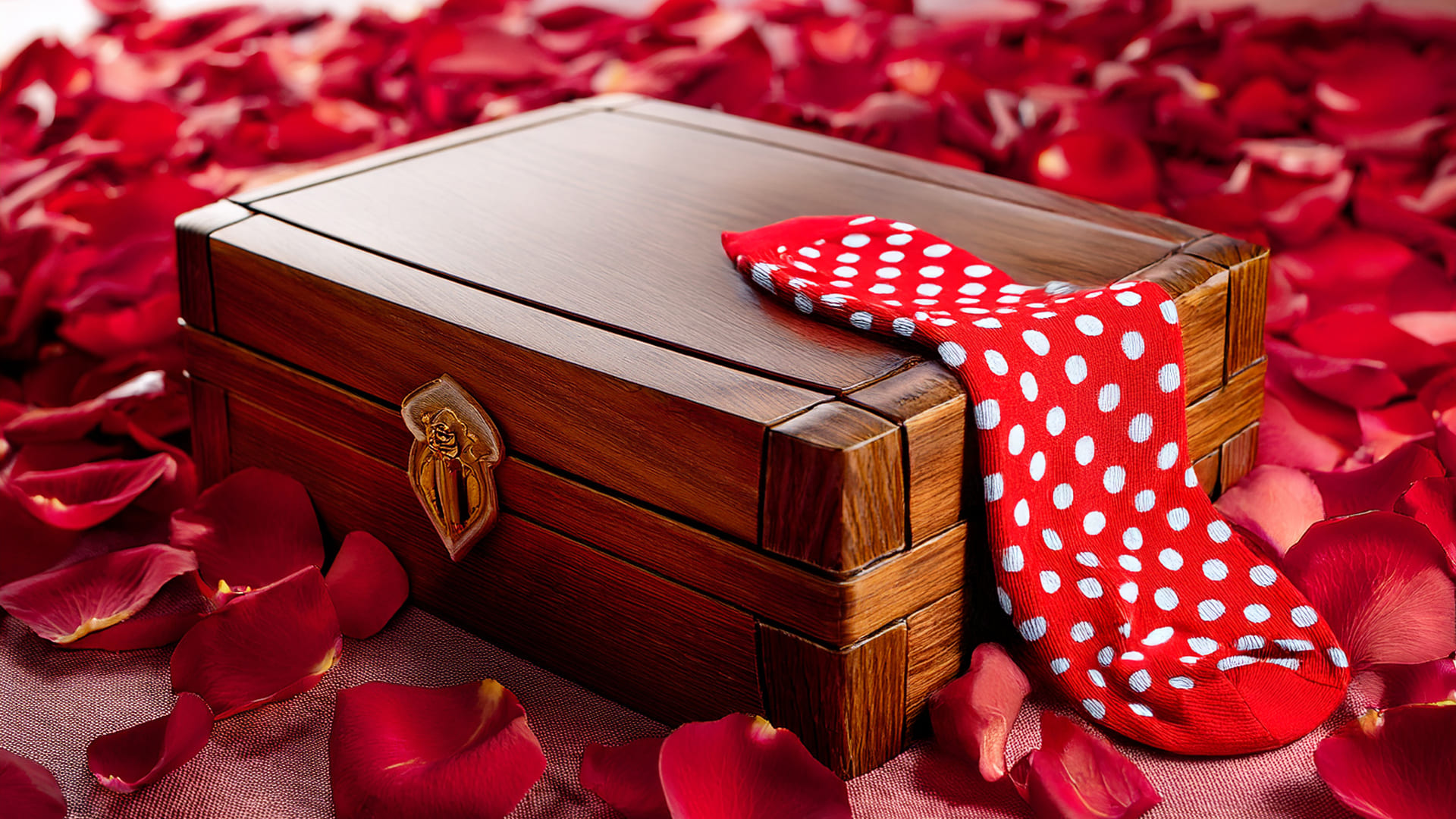 Une KlarkifouBox en bois noble posée sur un lit de pétales de rose… et une chaussette orpheline